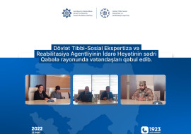 Dövlət Tibbi-Sosial Ekspertiza və Reabilitasiya Agentliyinin İdarə Heyətinin sədri Anar Bayramov  Qəbələ şəhərində vətəndaşları qəbul edib